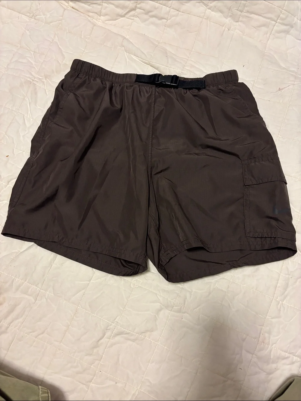 Nike Men's Dark Brown Swim Trunks with Side Pocket